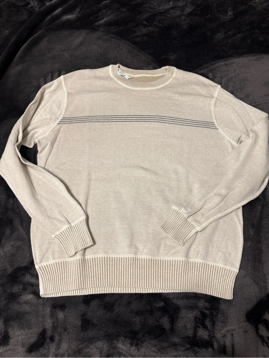 Geoffrey Beene Other - Geoffrey Beene Light Beige Reversible Crewneck Sweater with Narrow Stripe